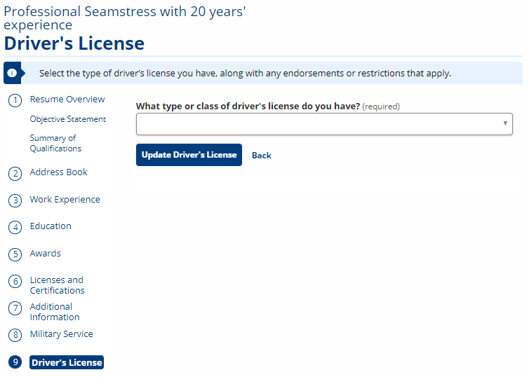 Military Services and Driver's License