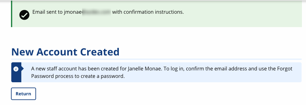 New Account Creation screenshot