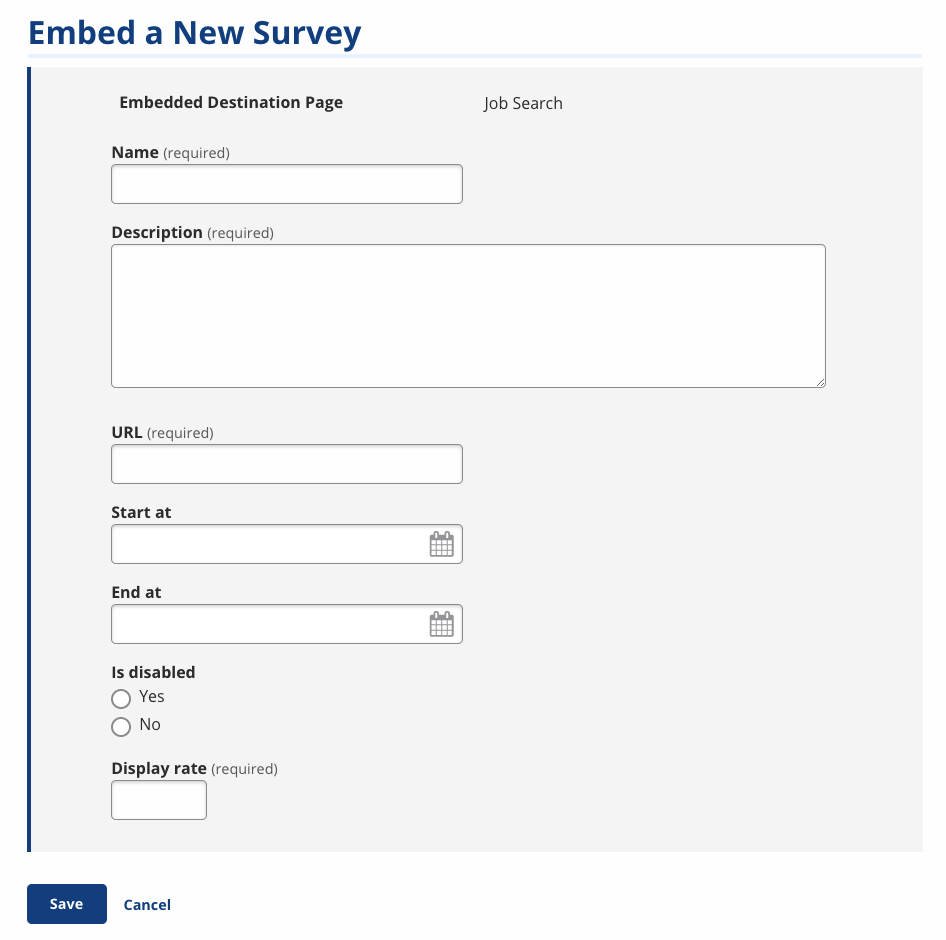 Embed New Survey screenshot
