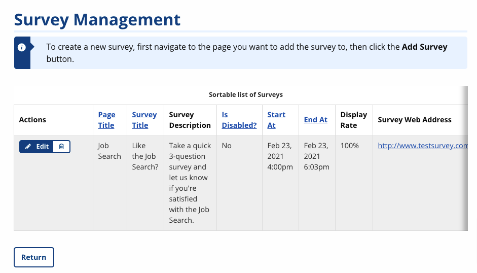 Survey Management screenshot